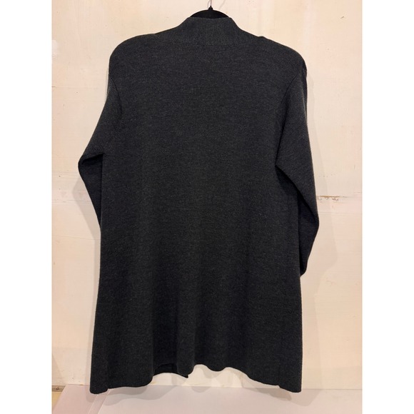 EILEEN FISHER Long Merino Wool Cardigan Size M Open Front Winter minimal casual - Picture 4 of 9